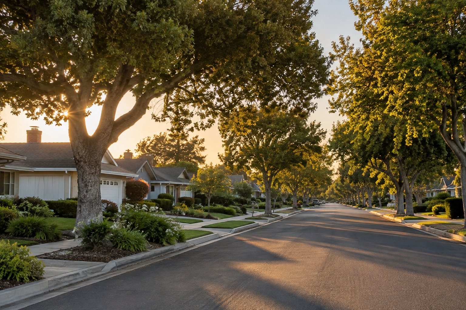 A California street at golden hour, illustrative